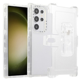 Pancerne Etui do Samsung Galaxy S24 Ultra, Belt Clip, z klipsem, przezroczyste