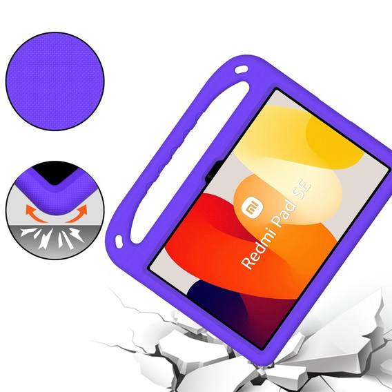 Etui dla dzieci do Xiaomi Redmi Pad SE 11", dziecięce z uchwytem, Fioletowe