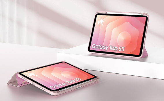 Etui do Samsung Galaxy Tab S11, Smartcase Hybrid, z miejscem na rysik, Marble różowe