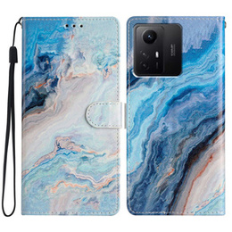 Etui z klapką do Xiaomi Redmi Note 12S, Wallet, Marble niebieskie