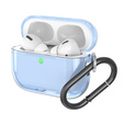 Etui silikonowe do AirPods Pro 3 z karabińczykiem, przezroczyste / niebieskie