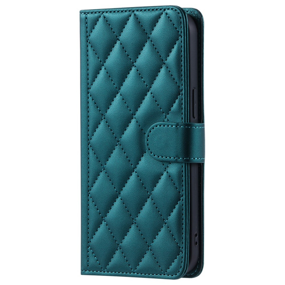 Etui z klapką do Xiaomi Redmi Note 13 Pro 4G / Xiaomi Redmi Note 14S / Xiaomi Poco M6 Pro 4G, Rhombus Crossbody Leather, ciemnozielone
