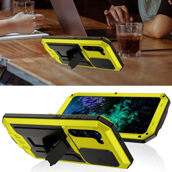 Etui pancerne do Samsung Galaxy S23 Plus, R-JUST CamShield Slide, żółte