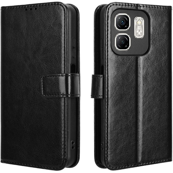 Etui z klapką do Infinix Hot 50i 4G, Crazy Horse Wallet, czarne