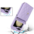Etui skórzane Card Slots do Samsung Galaxy Z Flip7 FE / Z Flip6, fioletowe