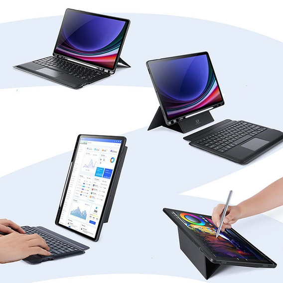 Etui z klawiaturą do Samsung Galaxy Tab S9+ Plus / S9 FE+ Plus / S10+ Plus, Dux Ducis DK Series, czarne