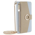 Etui z klapką do Samsung Galaxy M15 5G, Wallet Zipper Pocket, z lusterkiem, niebieskie