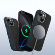 Etui do iPhone 14, Carbon Fiber MagSafe, czarne / niebieskie