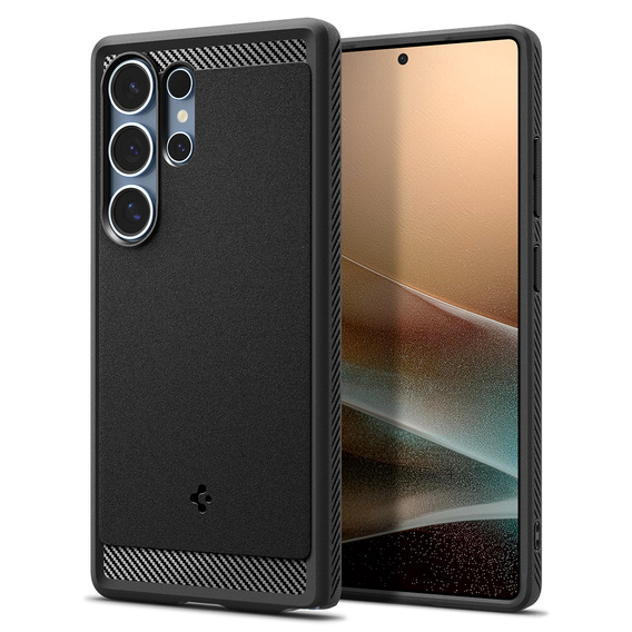 Etui Spigen do Samsung Galaxy S25 Ultra, Rugged Armor do MagSafe, czarne + Szkło Hartowane 9H
