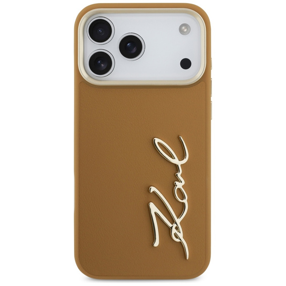 Etui Karl Lagerfeld do iPhone 17 Pro Max, Karl Script Logo, brązowe