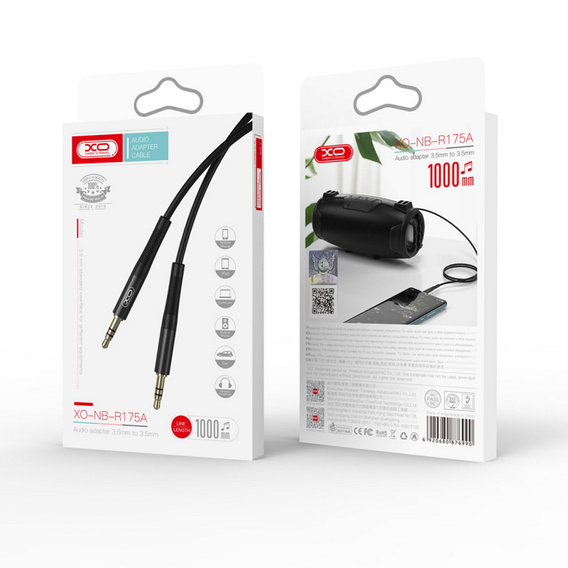 XO kabel audio NB-R175A jack 3,5 mm – jack 3,5 mm 1,0 m, czarny