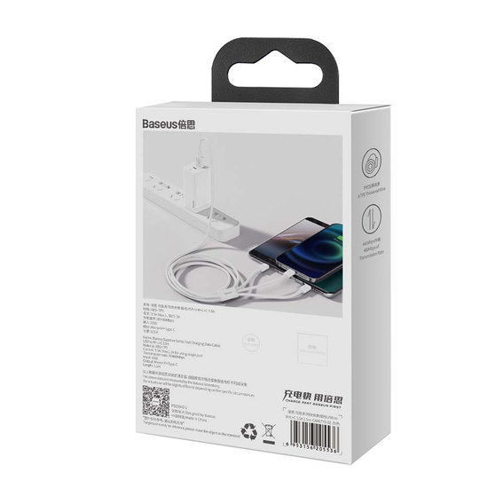 Baseus kabel 3‑w‑1 Superior 1,5 m (USB‑Lightning‑USB‑C‑Micro USB) - Biały