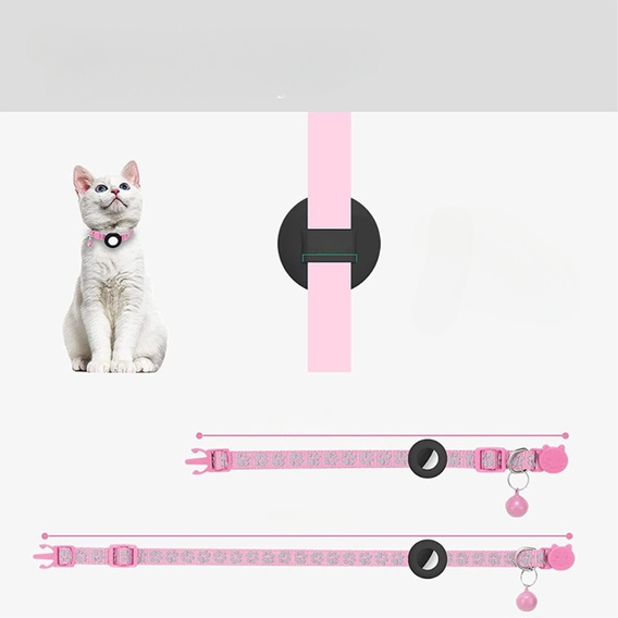 Etui Obroża nylonowa z dzwoneczkiem do Apple AirTag 2 / 1, Różowa