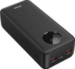 Power bank BWOO 30000 mAh 22,5W z wyświetlaczem LCD, czarny