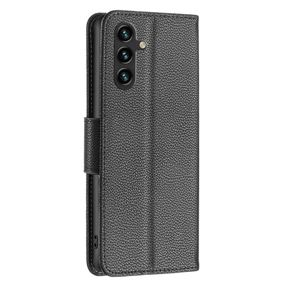 Etui z klapką do Samsung Galaxy A55 5G, Wallet Litchi Leather, czarne