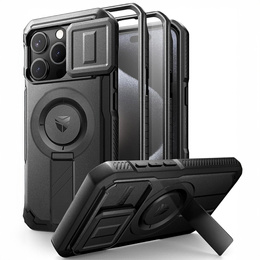 Etui Dexnor do iPhone 15 Pro – magnetyczne, z przesuwaną osłoną aparatu - czarne