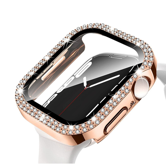 2w1 Etui + Szkło Hartowane do Apple Watch 7/8/9 45mm, Różowe złoto
