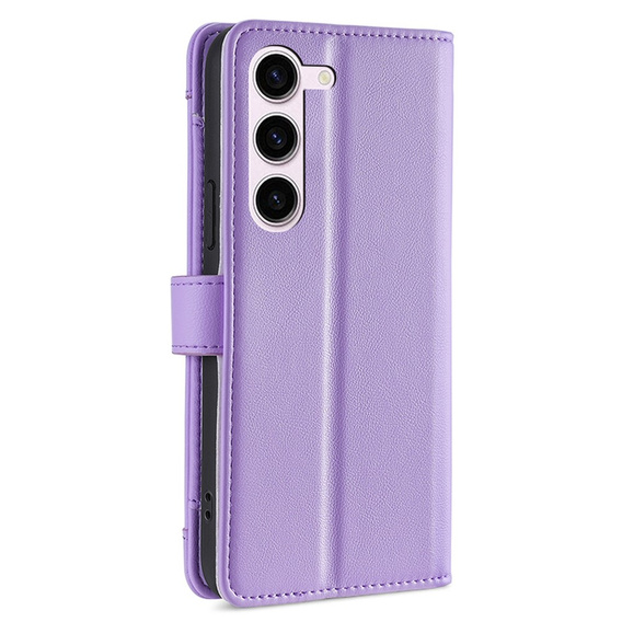 Etui z klapką do Samsung Galaxy S23, Wallet Zipper Pocket, fioletowe