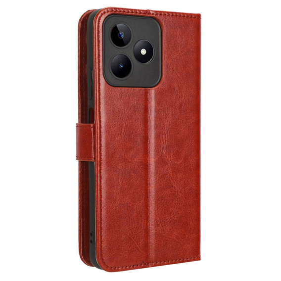 Etui z klapką do Realme Note 50, Crazy Horse Wallet, brązowe