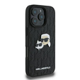 Etui Karl Lagerfeld do iPhone 16 Pro, Monogram Karl & Choupette Head Pin, czarna