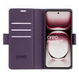 Etui do Oppo Reno 12, ERBORD Glossy Litchi, portfel z klapką, fioletowe