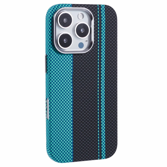 Etui do iPhone 16 Pro Max, Carbon Fiber MagSafe, czarne / niebieskie