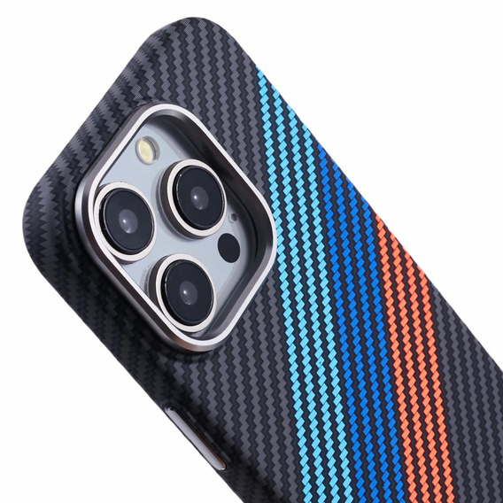 Etui do iPhone 13 Pro Max, Carbon Fiber MagSafe, granatowe