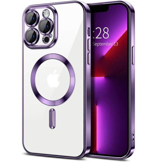 Etui do iPhone 13 Pro, Electro MagSafe, fioletowe + Szkło na ekran