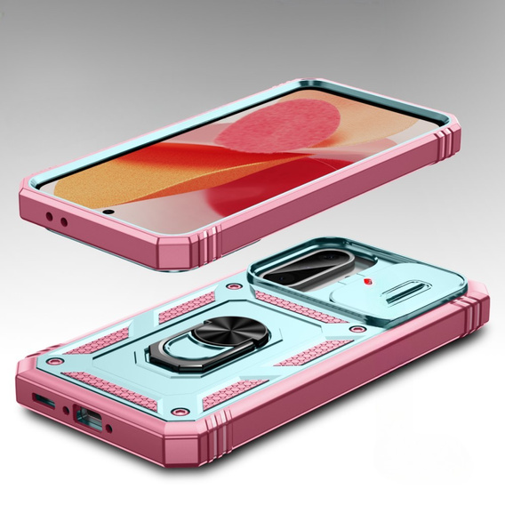 Etui do Samsung Galaxy A56 5G, KickStand Camera Lens, zielone / różowe