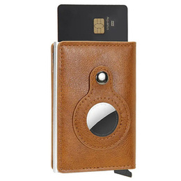 Skórzany portfel z miejscem na Apple AirTag, z ochroną RFID, brązowy