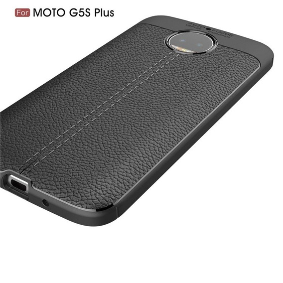 Czarne Etui Football Grain TPU Case Motorola Moto G5S Plus