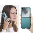 Etui do Samsung Galaxy Z Flip7, CASEME Litchi Leather, zielone