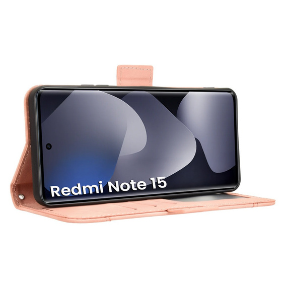 Etui z klapką do Xiaomi Redmi Note 15 5G / Poco M8 5G, Card Slot, różowe