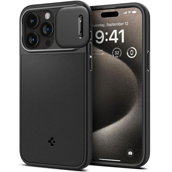 OUTLET Etui SPIGEN do iPhone 15 Pro, Optik Armor MagSafe, Czarne
