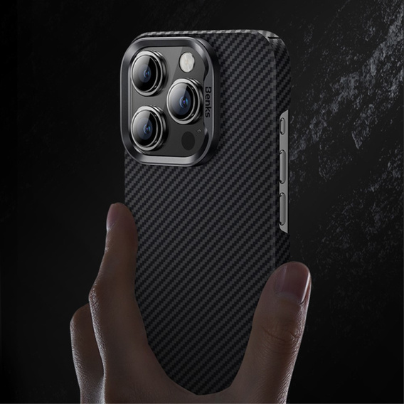 Etui BENKS Kevlar do iPhone 15 Pro, Carbon Fiber, czarne