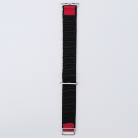 Pasek Nylonowy do Apple Watch 1/2/3/4/5/6/7/8/9/10/11/SE Ultra 1/2/3 42/44/45/46/49mm, Czarny / Czerwony
