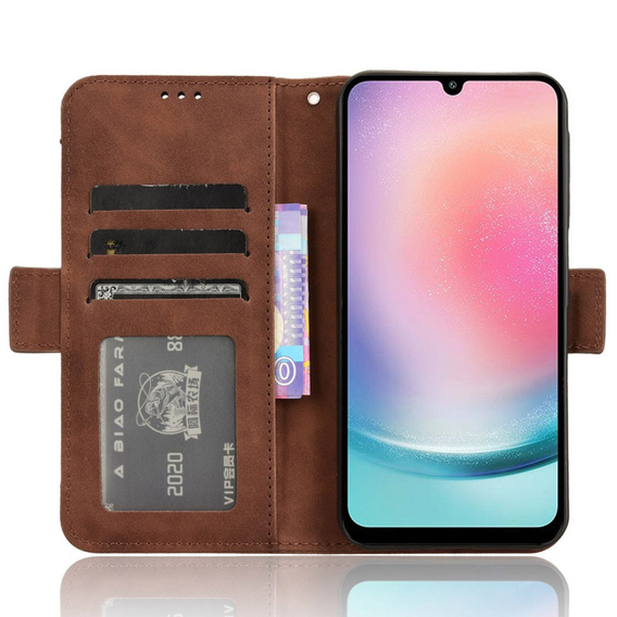 Etui z klapką do Samsung Galaxy M55 5G, Card Slot, brązowe