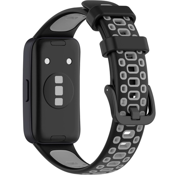 Pasek Silikonowy do Huawei Band 8 / Huawei Band 9 / Huawei Band 10, Czarny / Szary