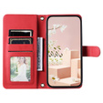 Etui z klapką do iPhone 16, Rhombus Crossbody Leather, czerwone