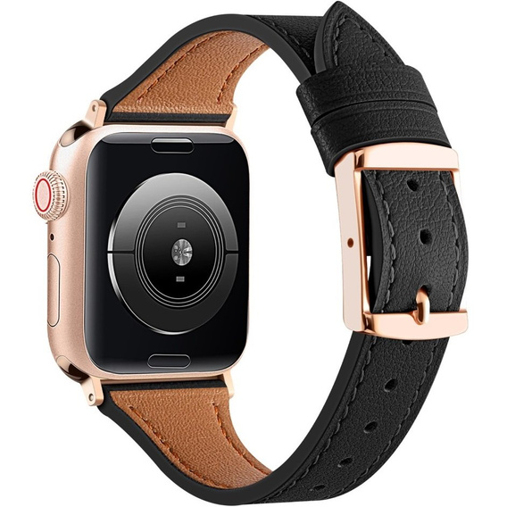 Pasek Skórzany do Apple Watch 1/2/3/4/5/6/7/8/9/10/SE 38/40/41/42mm, Czarny