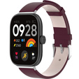 Pasek Skórzany do Xiaomi Redmi Watch 4 / Xiaomi Smart Band 8 Pro / Xiaomi Smart Band 9 Pro, Bordowy