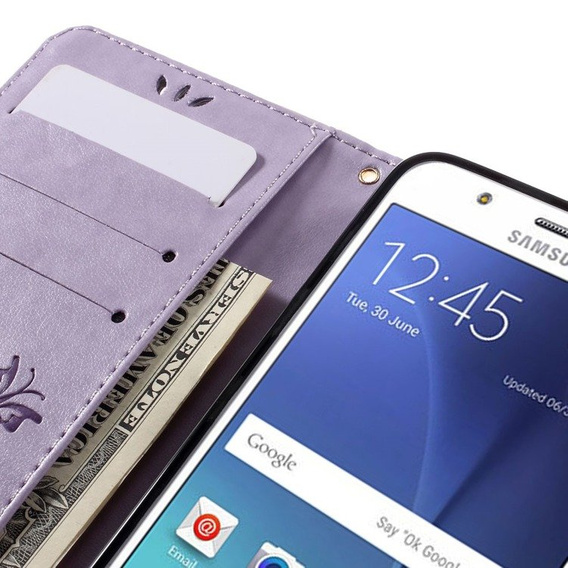Etui z klapką do Samsung Galaxy J5 2016, Butterfly, fioletowe