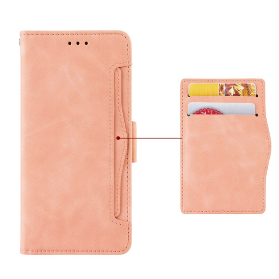 Etui z klapką do Honor Magic 6 Lite 5G, Card Slot, różowe