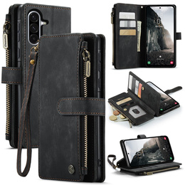 Etui CASEME do Samsung Galaxy A56 5G, Leather Wallet Cash and Card Slots, z paskiem, czarne