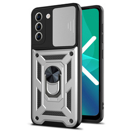 Etui pancerne do Samsung Galaxy S23, CamShield Slide, srebrne