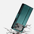Etui do iPhone 17 Pro Max, ERBORD Glossy Litchi, portfel z klapką, zielone