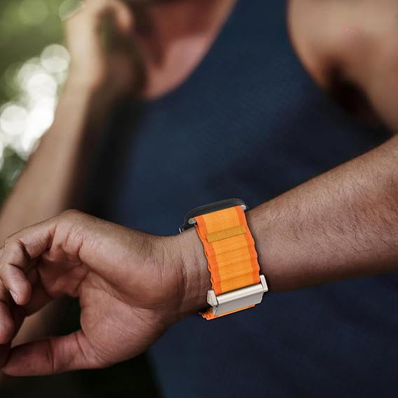 Pasek Nylonowy do Apple Watch 1/2/3/4/5/6/7/8/9/10/11/SE Ultra 1/2/3 42/44/45/46/49mm, Pomarańczowy