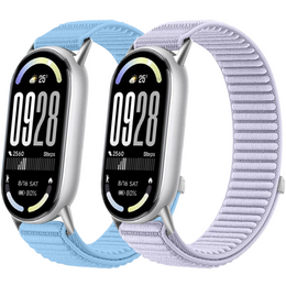 2x Pasek Nylonowy do Xiaomi Smart Band 10 / 9 / 8, Niebieski, Fioletowy