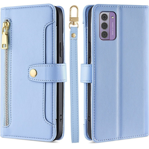 Etui z klapką do Nokia G42, Wallet Zipper Pocket, niebieskie