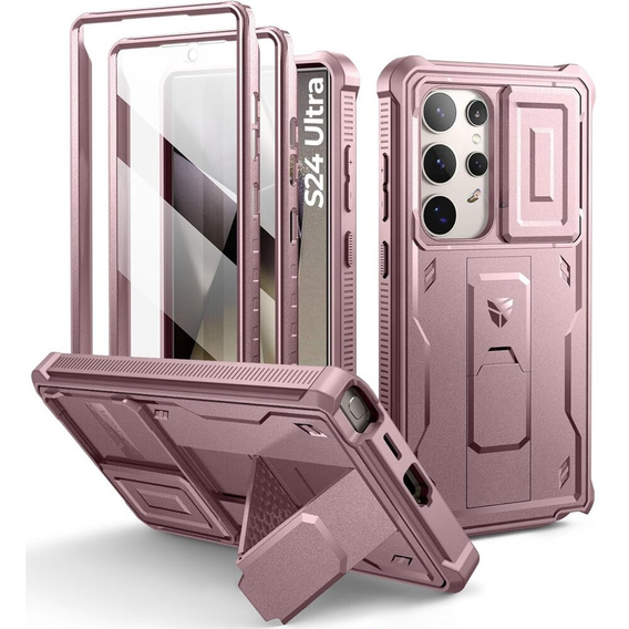 Etui pancerne do Samsung Galaxy S24 Ultra, Dexnor Full Body (Two Frames), różowe rose gold